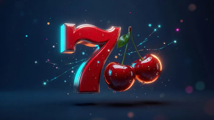 Illustration of a cherry and a red 7
